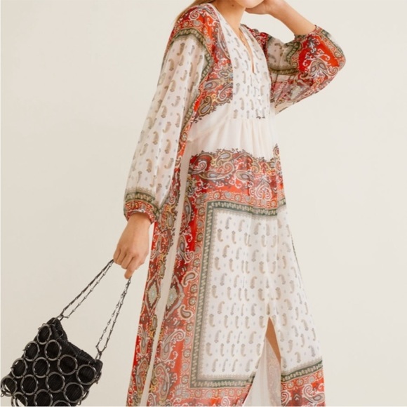 MANGO | chiffon midi flowy paisley dress - Picture 2 of 6